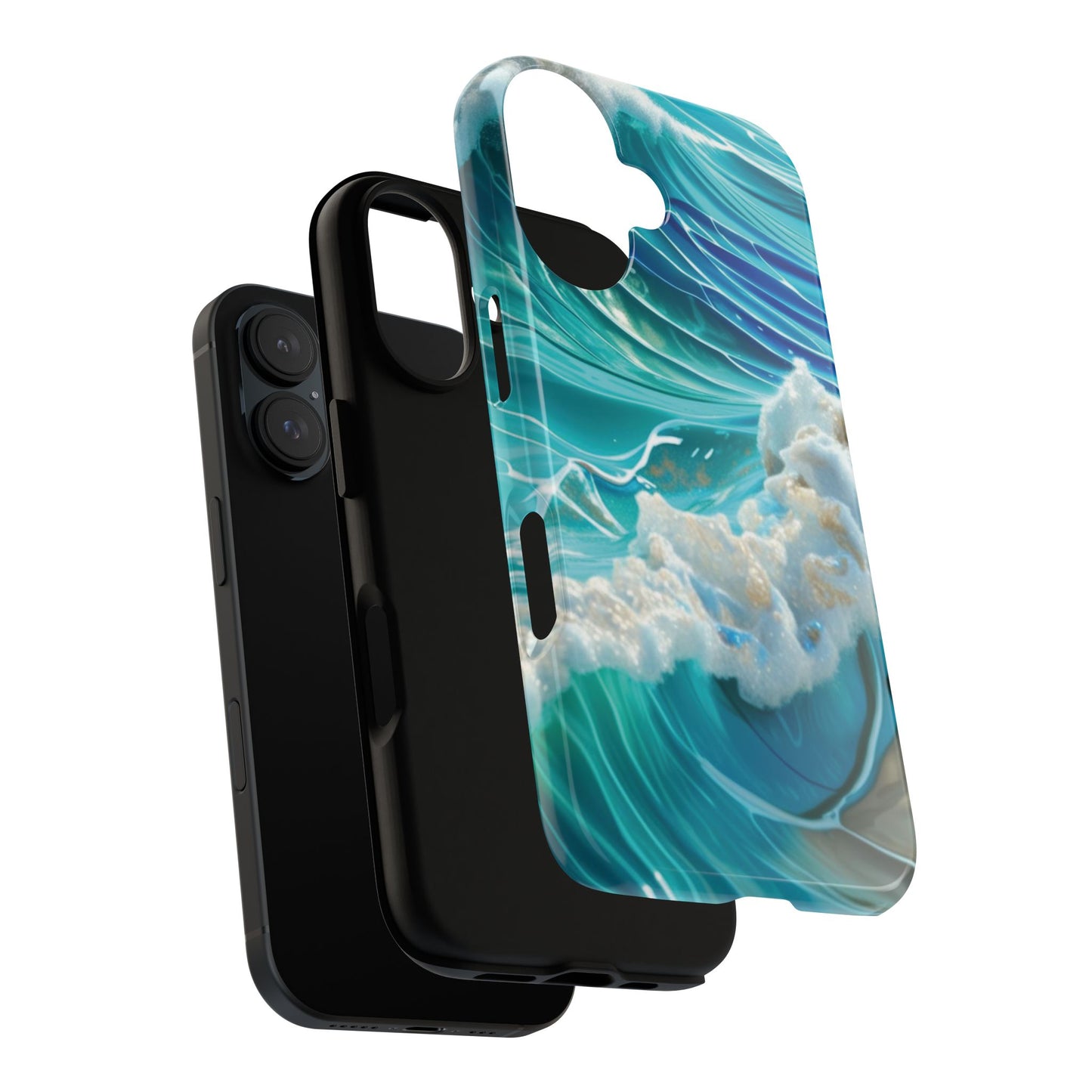 Rolling Waves in Blue and Turquoise with Iridescent Opal Phone Case
