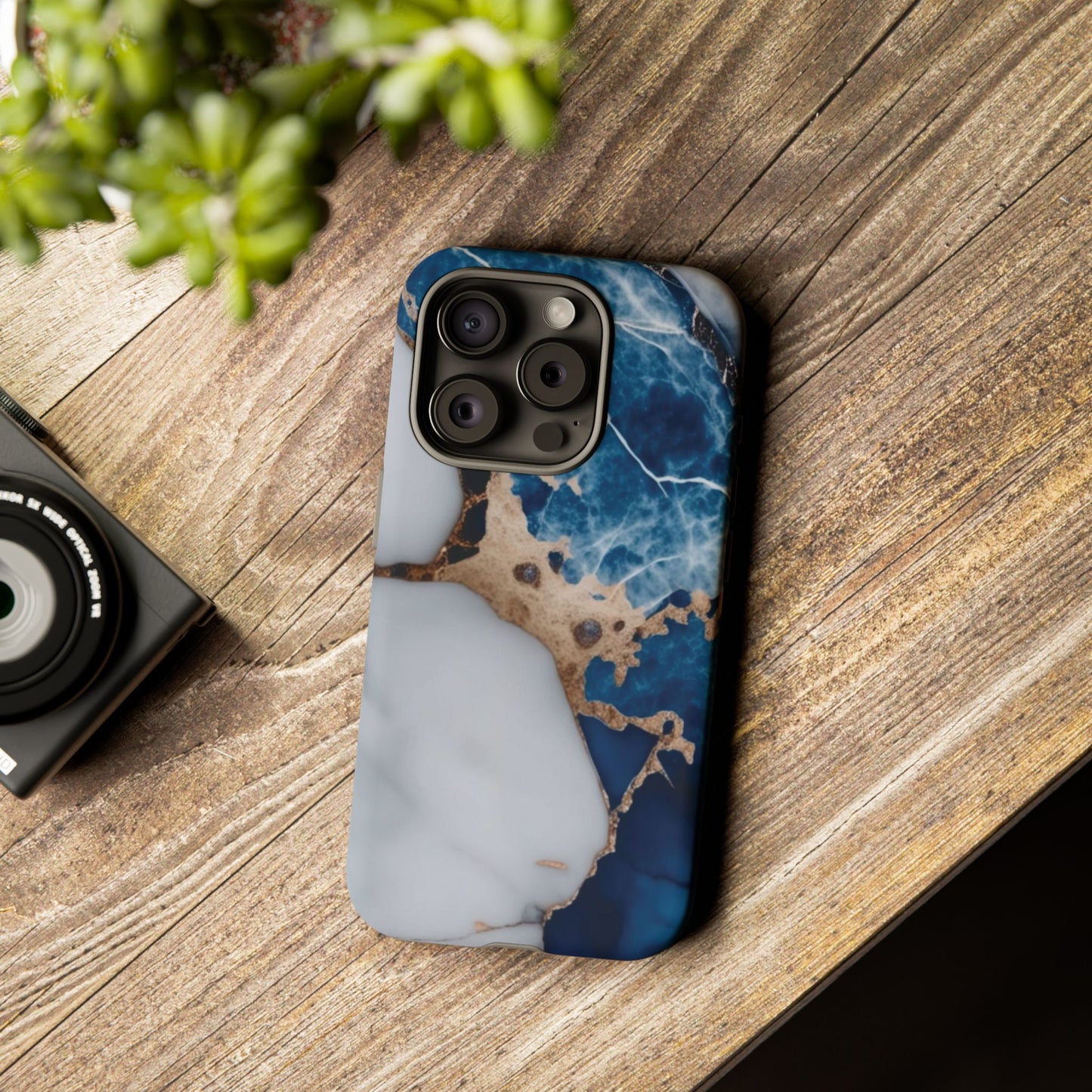 White and Blue Marble Phone Case