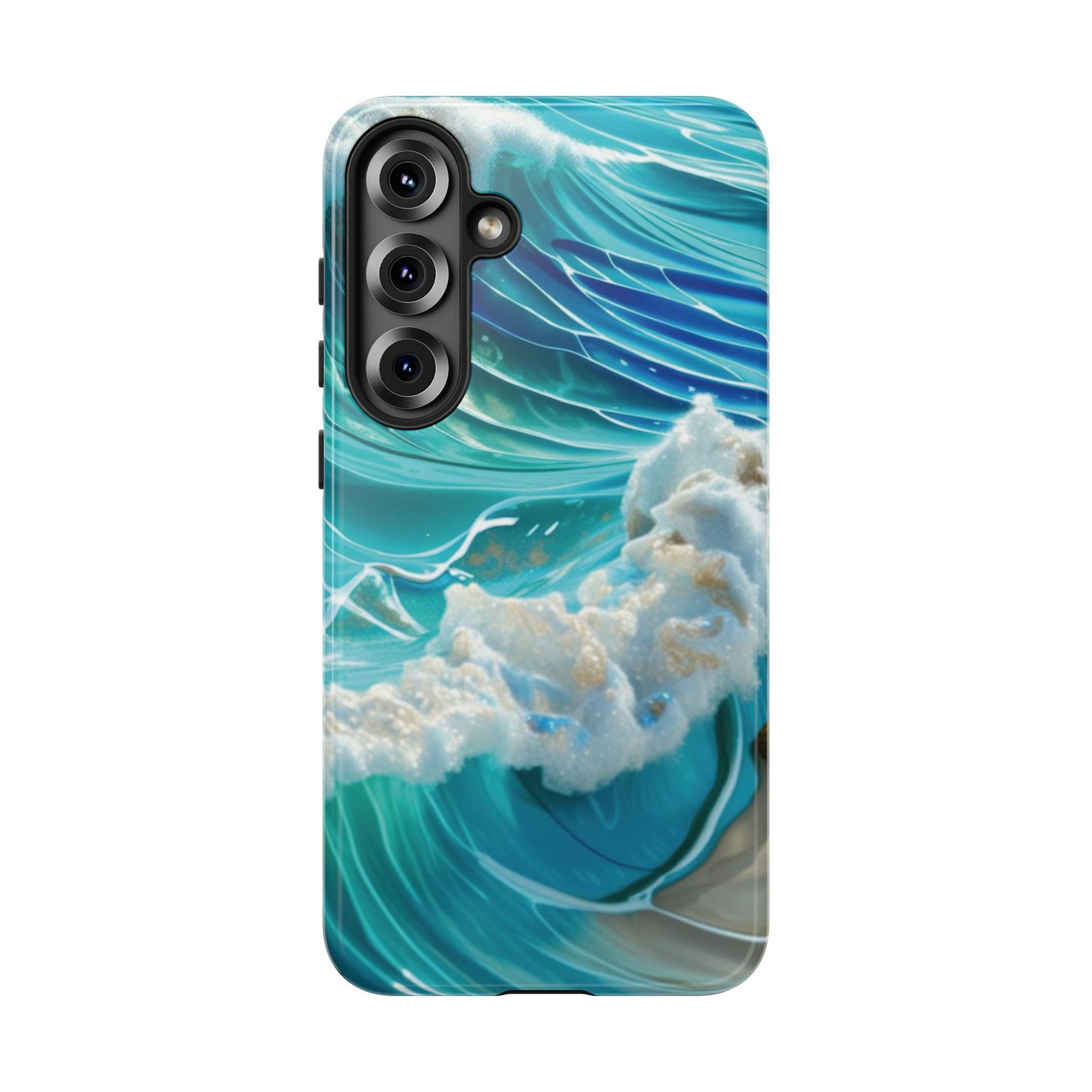 Rolling Waves in Blue and Turquoise with Iridescent Opal Phone Case