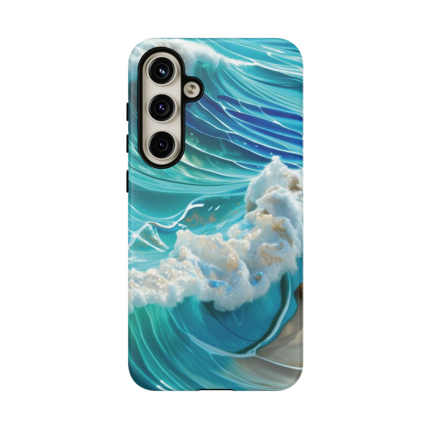 Rolling Waves in Blue and Turquoise with Iridescent Opal Phone Case