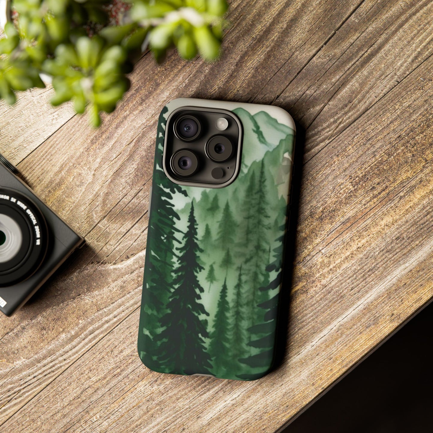 Watercolor Pine Tree Forest Mountains Phone Case