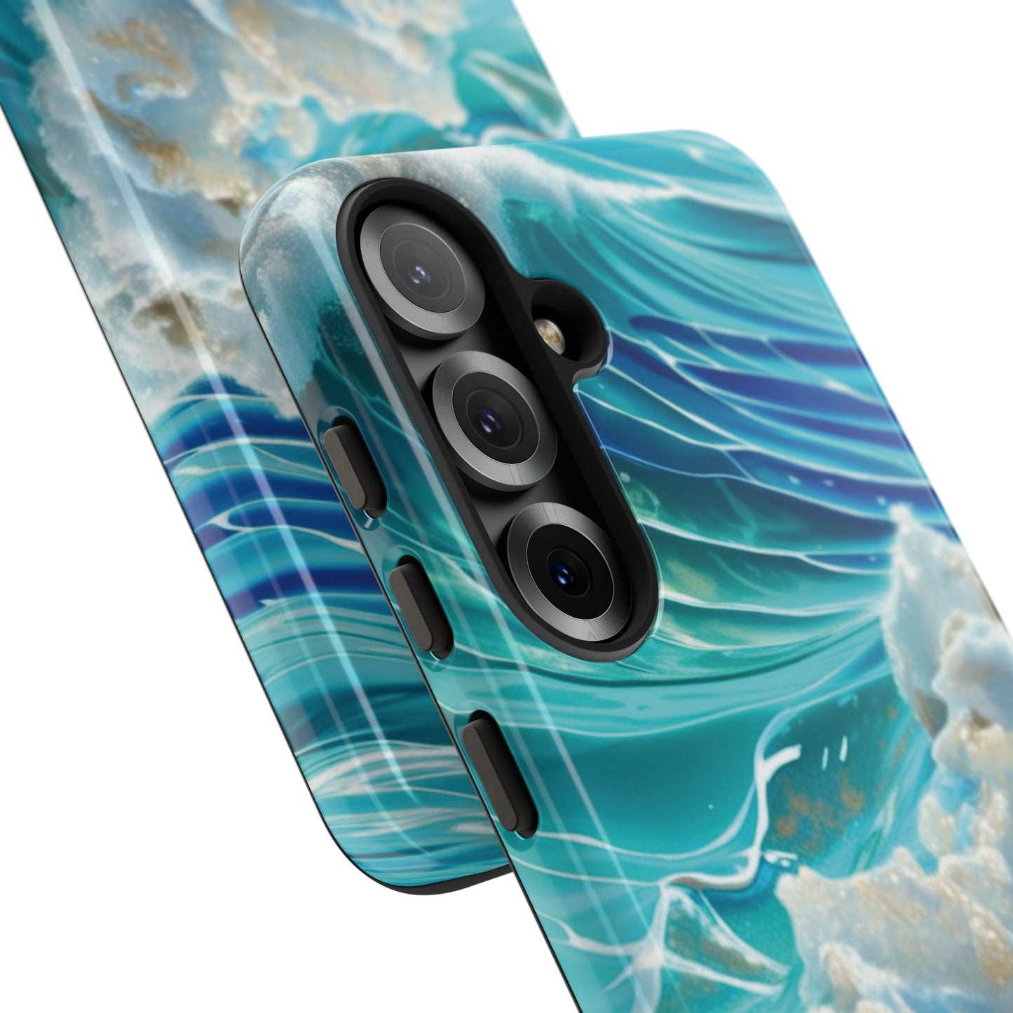 Rolling Waves in Blue and Turquoise with Iridescent Opal Phone Case