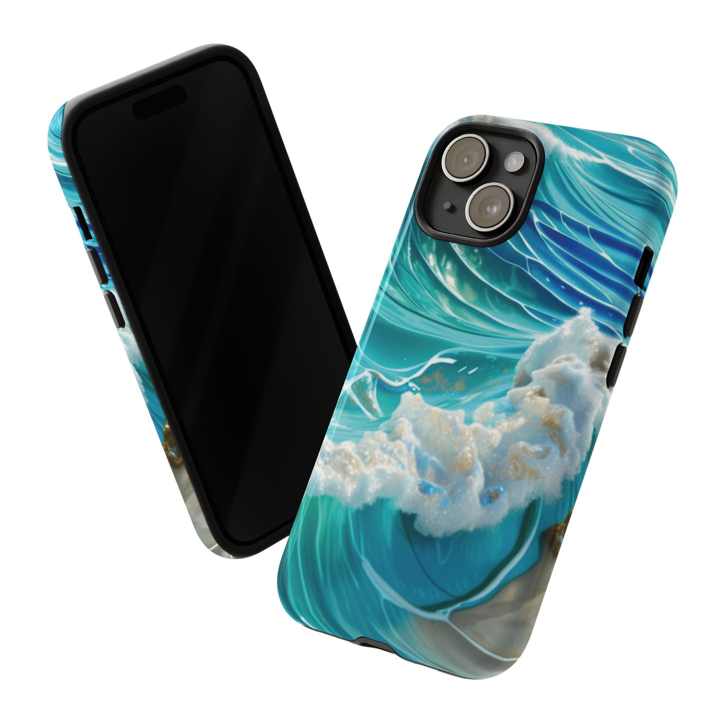 Rolling Waves in Blue and Turquoise with Iridescent Opal Phone Case