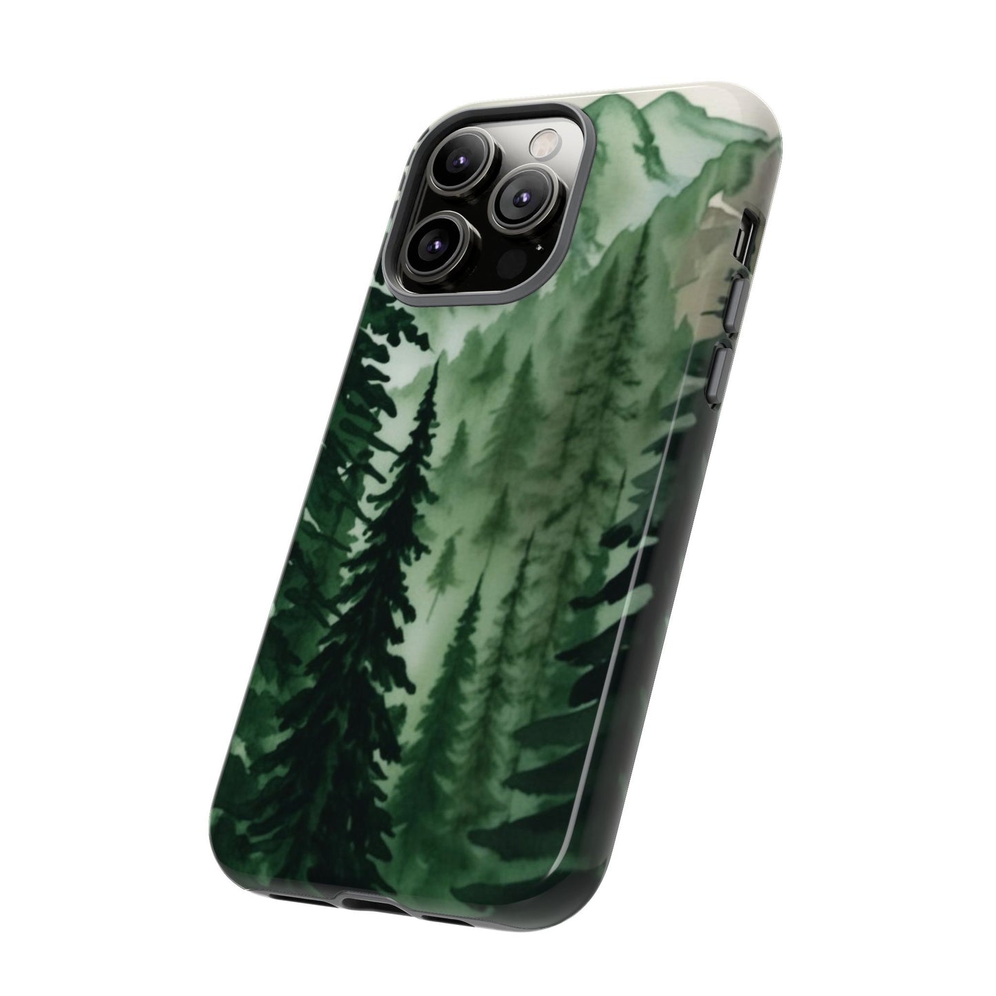 Watercolor Pine Tree Forest Mountains Phone Case