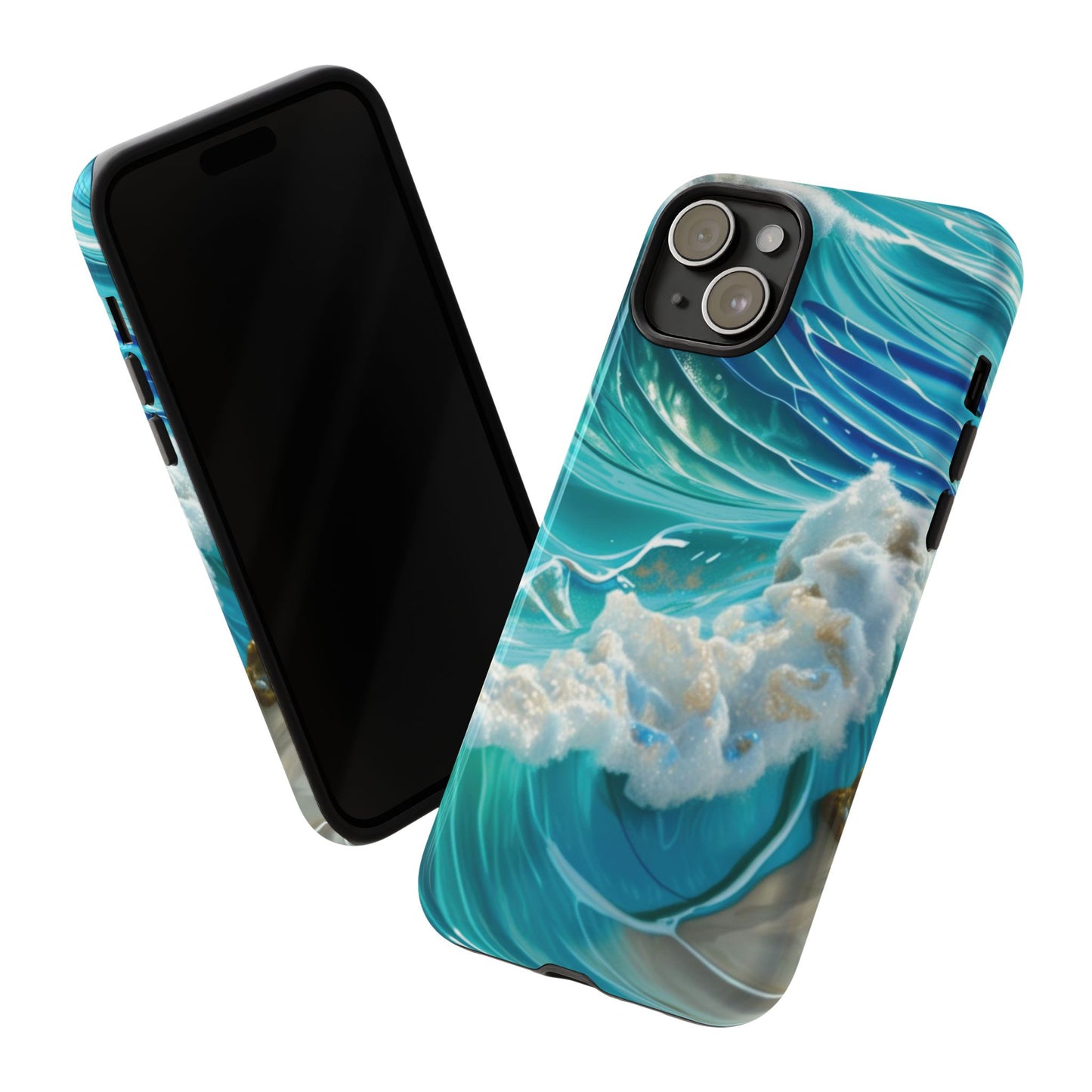 Rolling Waves in Blue and Turquoise with Iridescent Opal Phone Case