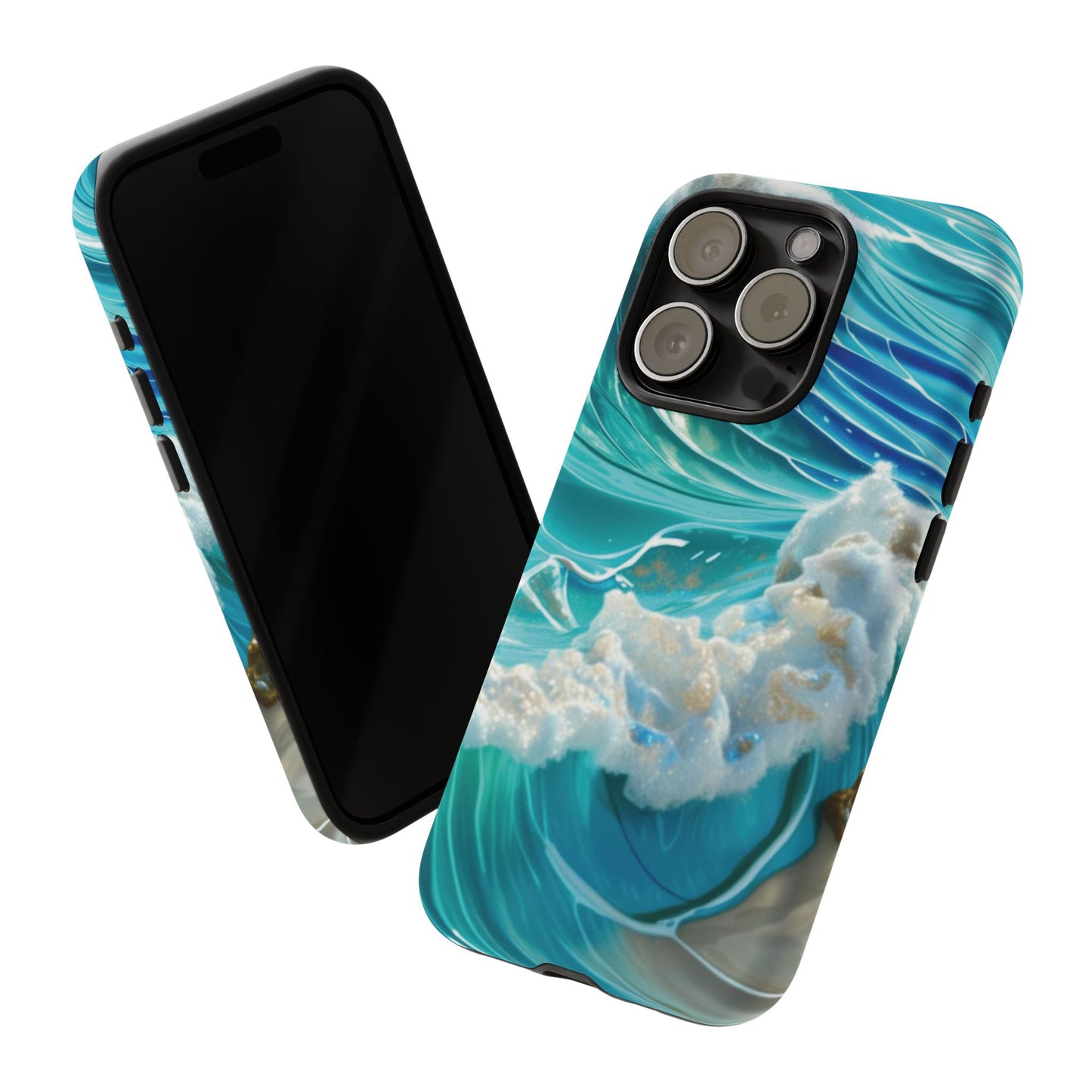 Rolling Waves in Blue and Turquoise with Iridescent Opal Phone Case