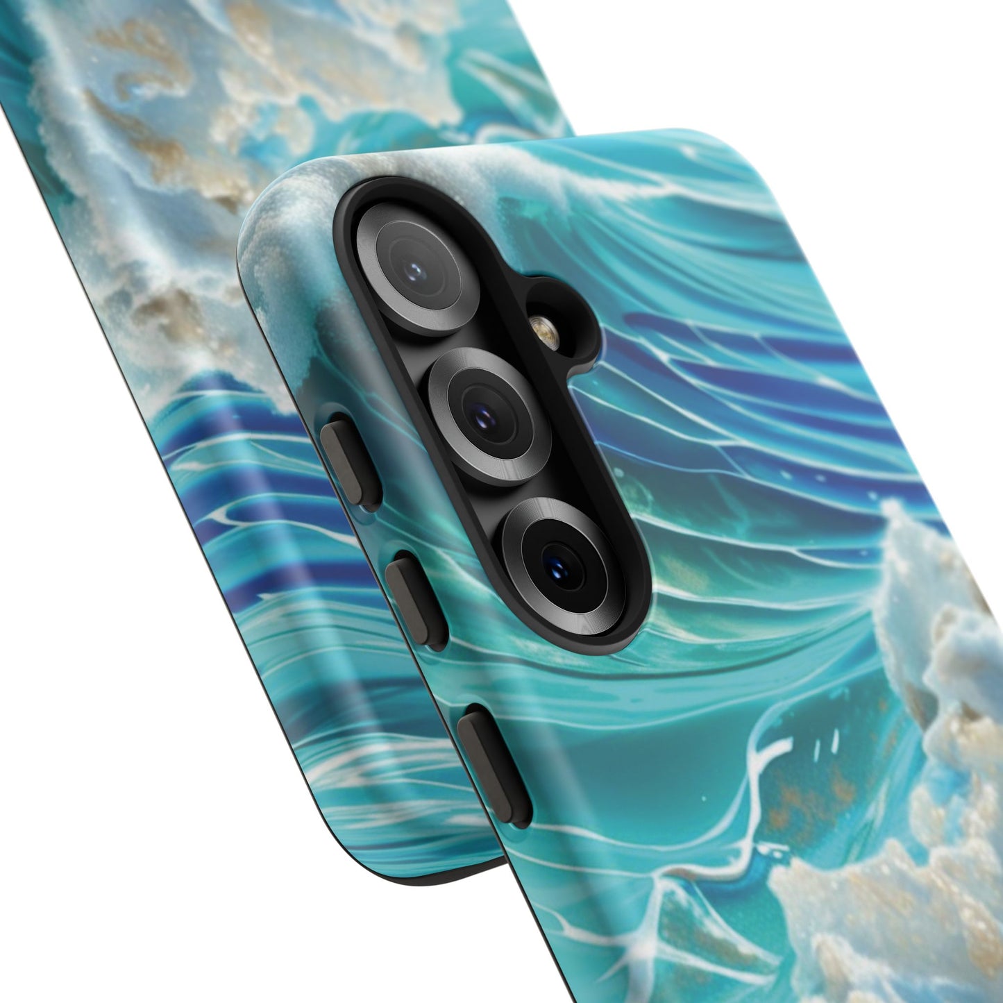 Rolling Waves in Blue and Turquoise with Iridescent Opal Phone Case