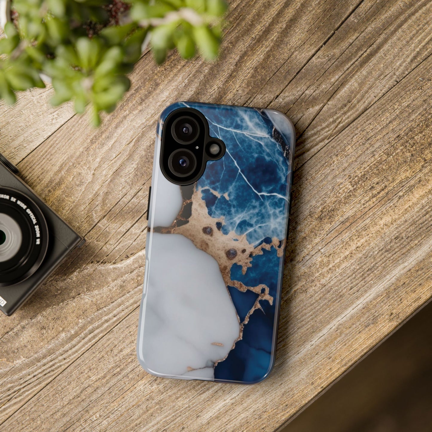 White and Blue Marble Phone Case
