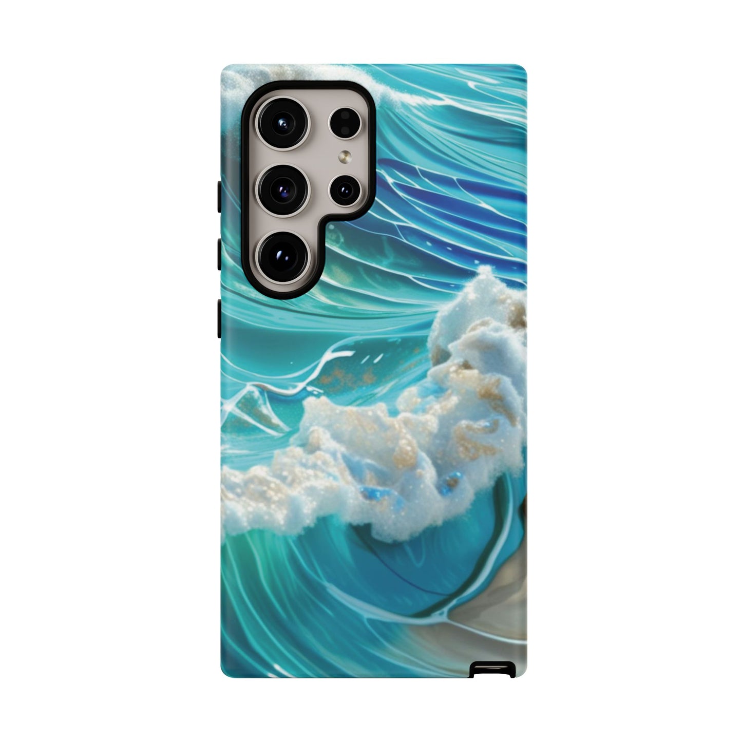 Rolling Waves in Blue and Turquoise with Iridescent Opal Phone Case
