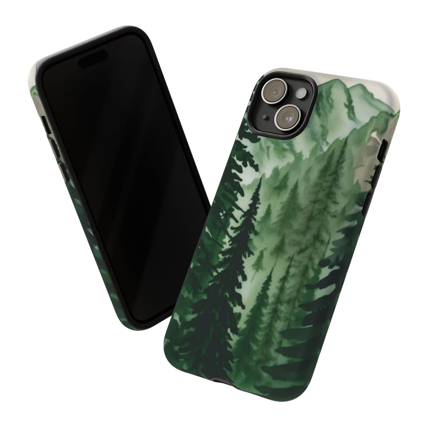 Watercolor Pine Tree Forest Mountains Phone Case