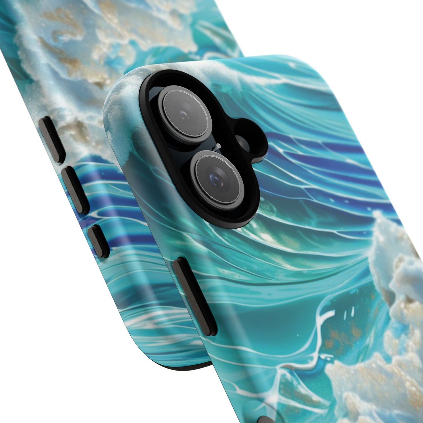 Rolling Waves in Blue and Turquoise with Iridescent Opal Phone Case
