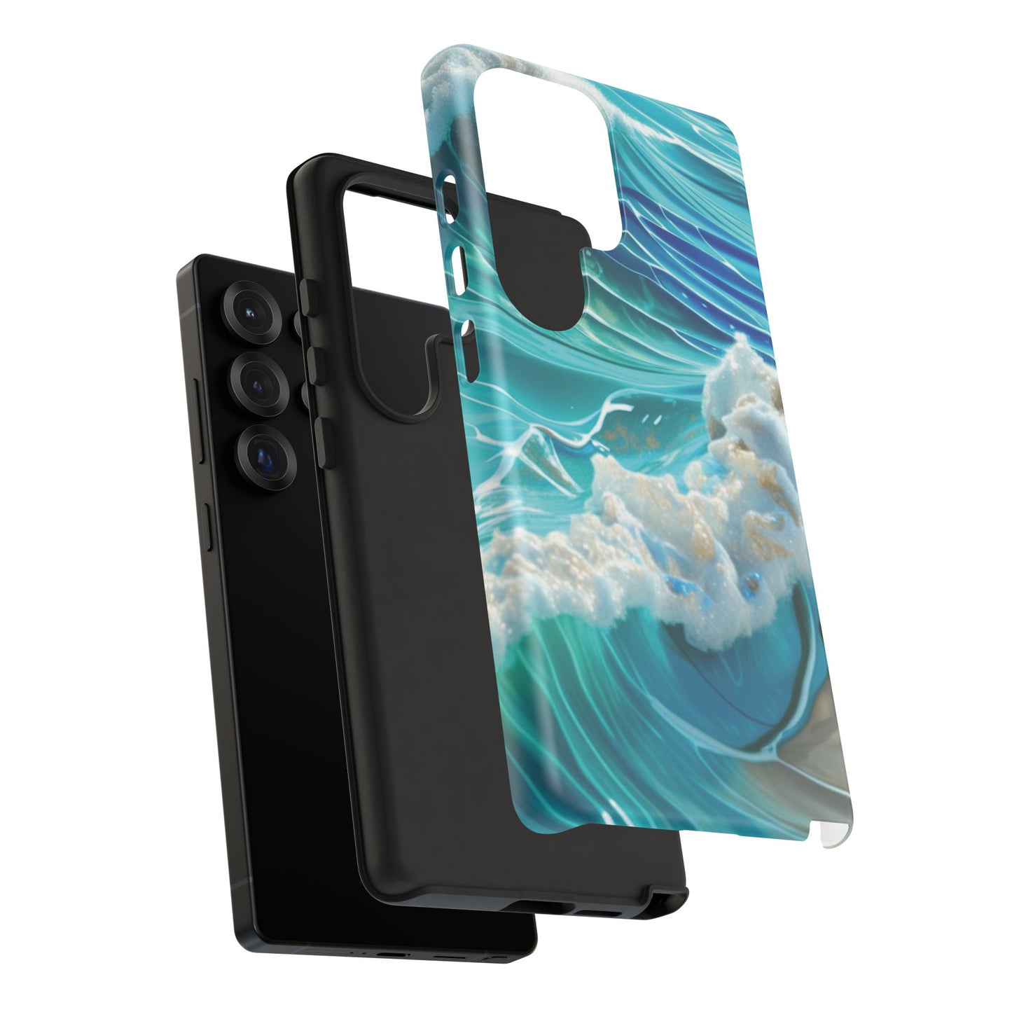 Rolling Waves in Blue and Turquoise with Iridescent Opal Phone Case