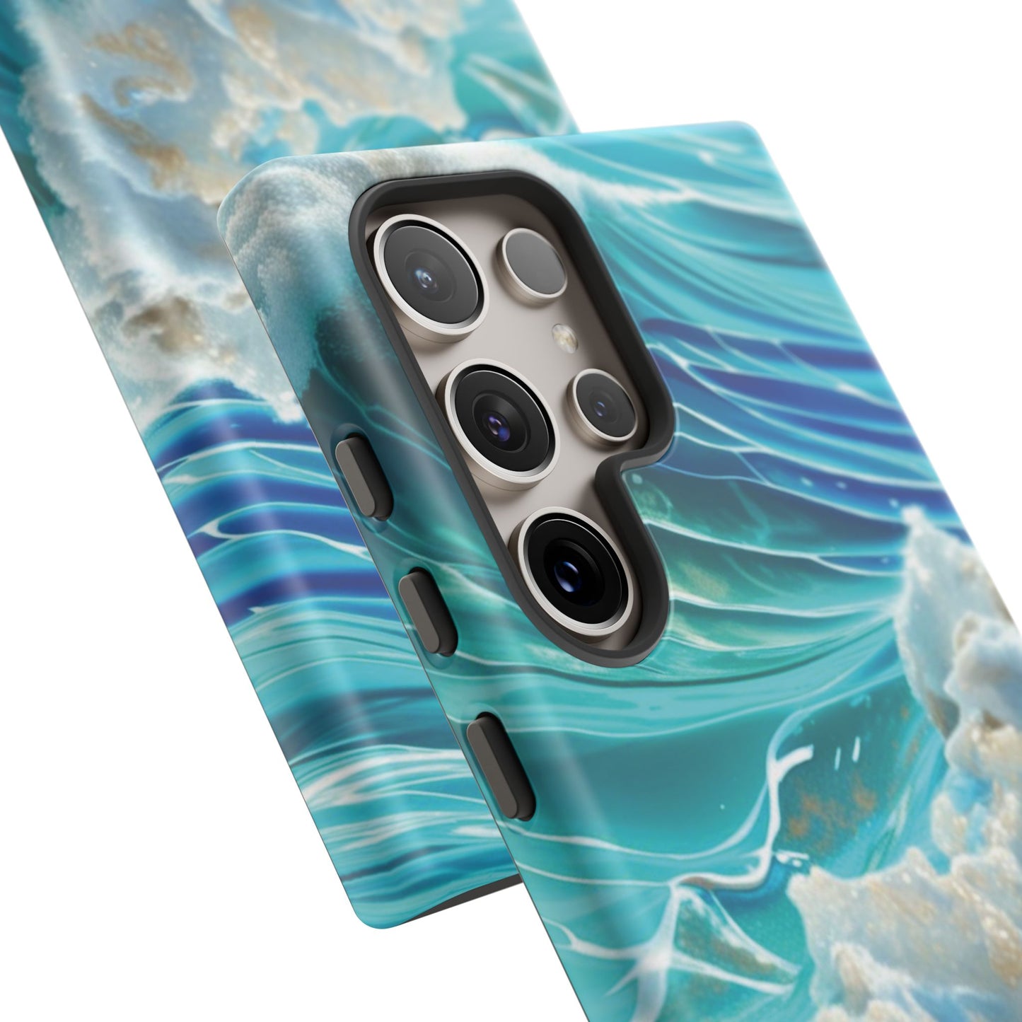 Rolling Waves in Blue and Turquoise with Iridescent Opal Phone Case