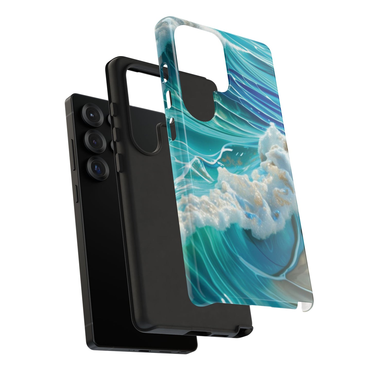 Rolling Waves in Blue and Turquoise with Iridescent Opal Phone Case