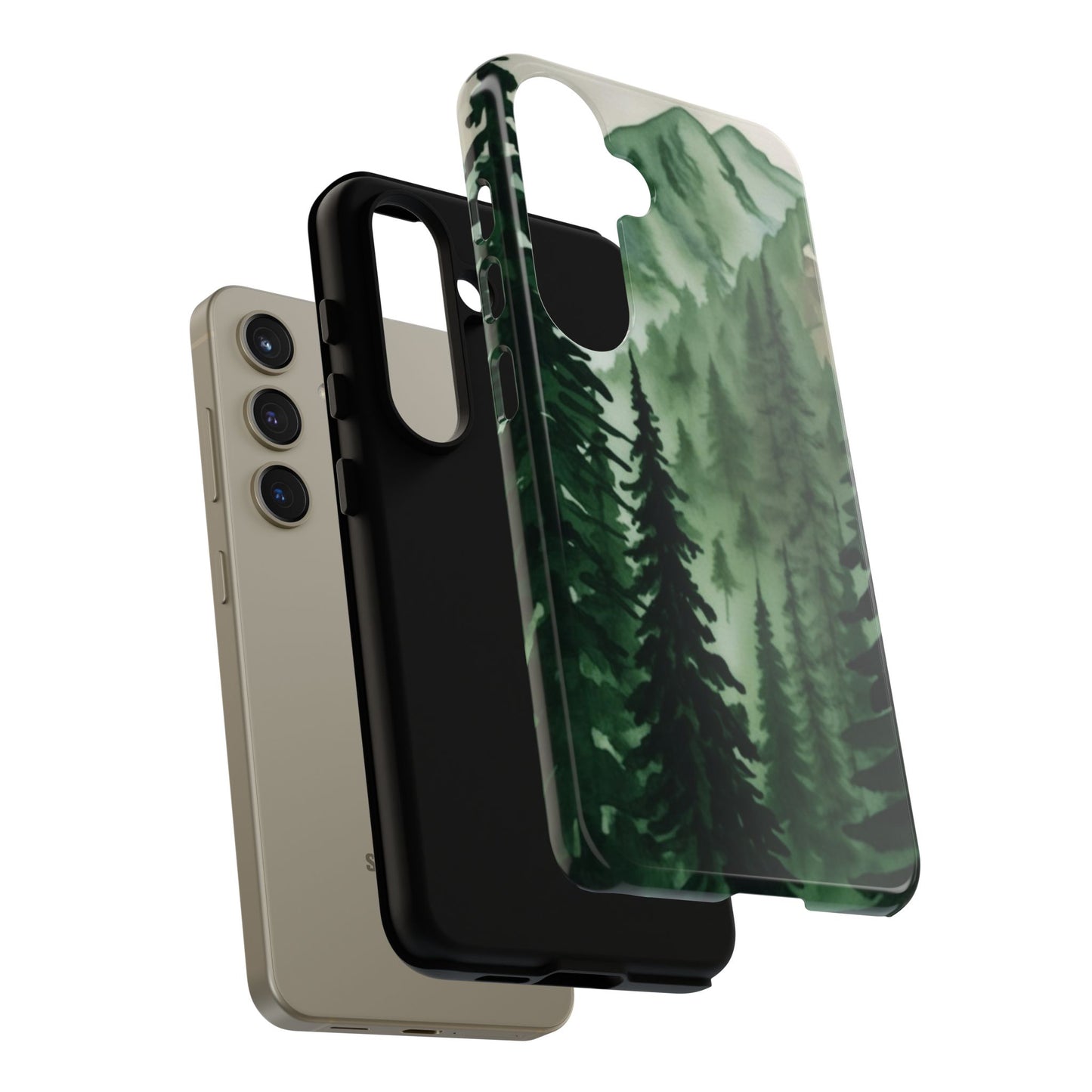 Watercolor Pine Tree Forest Mountains Phone Case