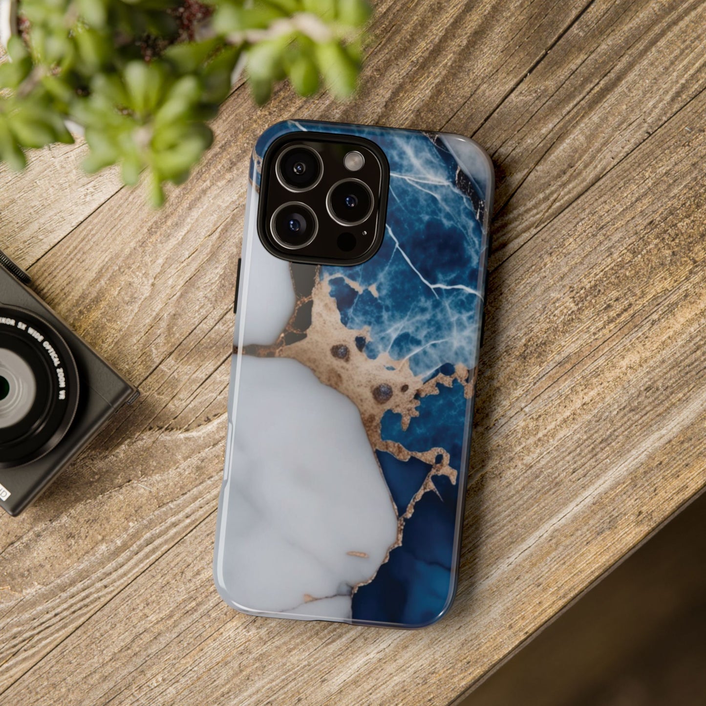 White and Blue Marble Phone Case