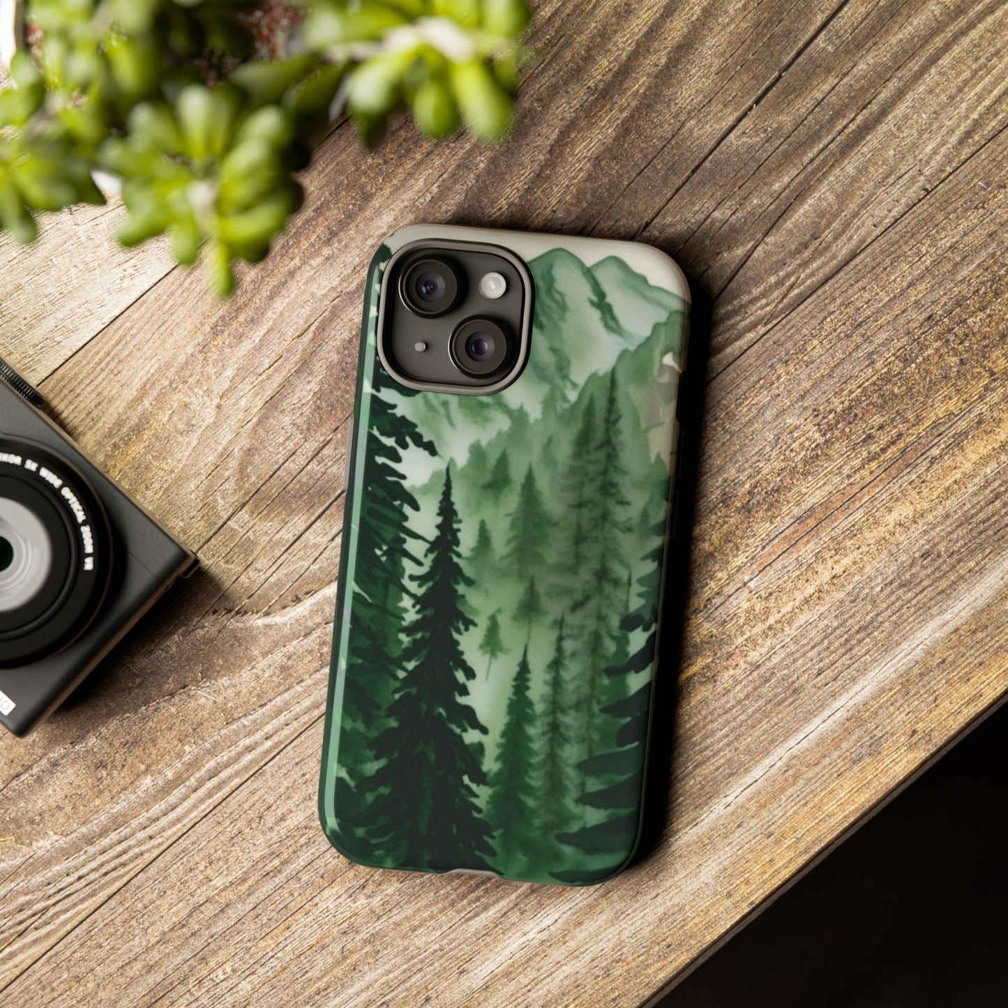 Watercolor Pine Tree Forest Mountains Phone Case