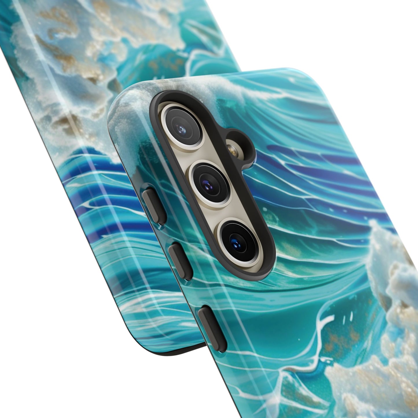 Rolling Waves in Blue and Turquoise with Iridescent Opal Phone Case