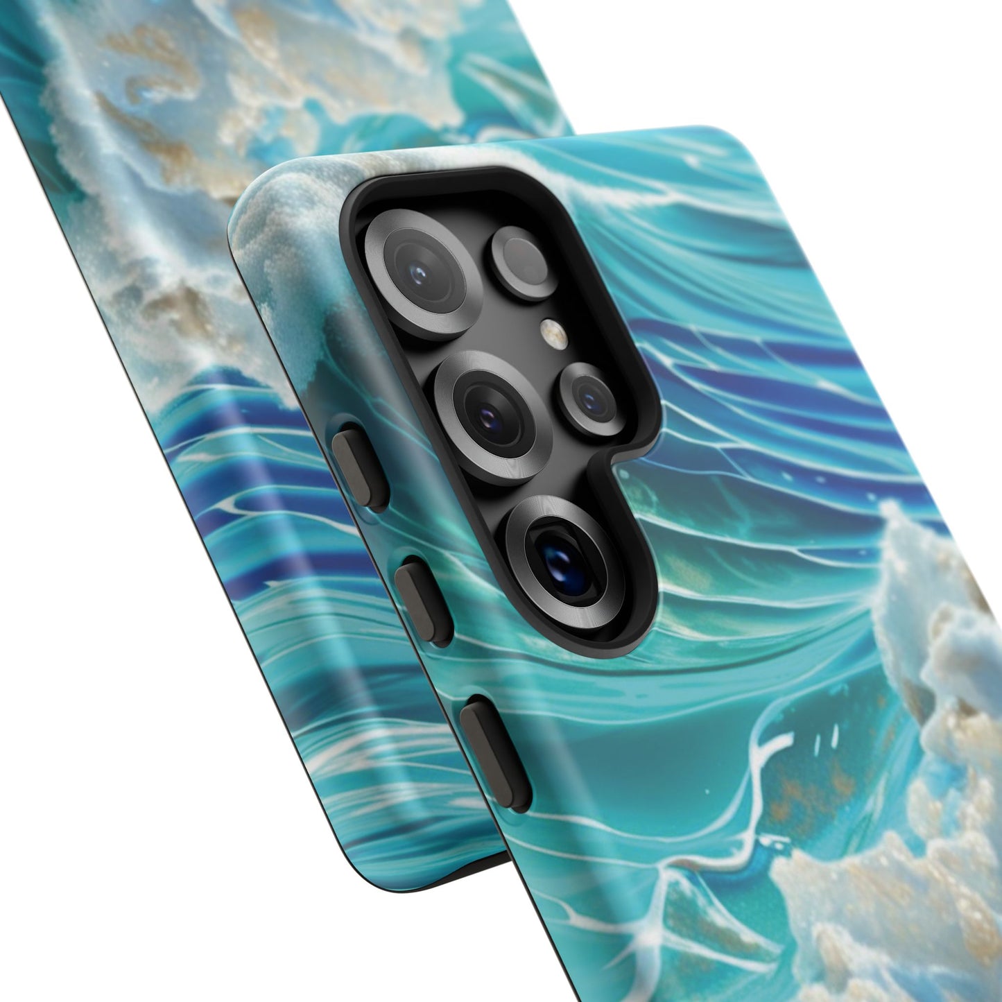 Rolling Waves in Blue and Turquoise with Iridescent Opal Phone Case