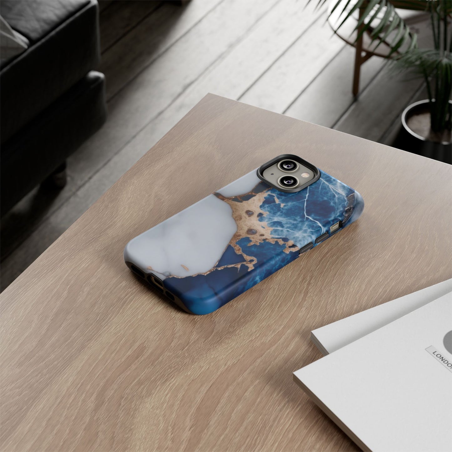 White and Blue Marble Phone Case