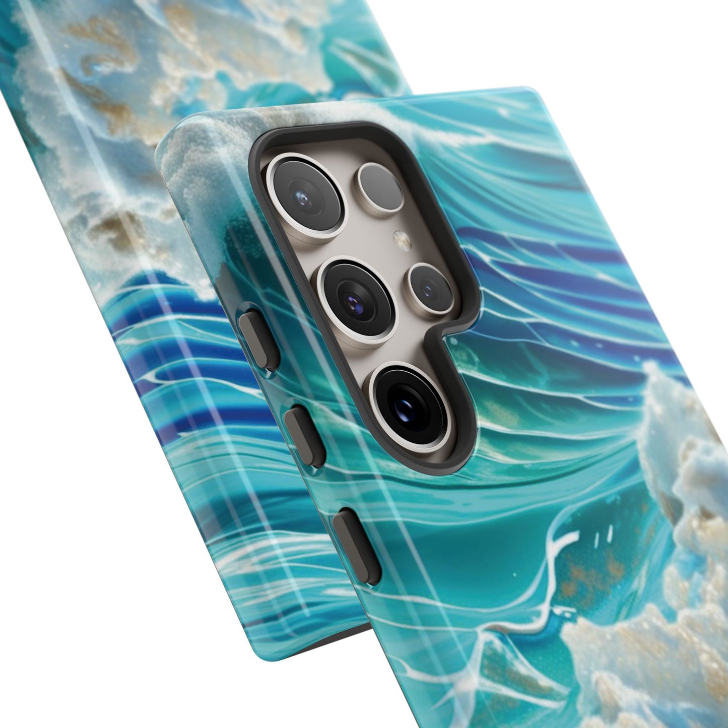 Rolling Waves in Blue and Turquoise with Iridescent Opal Phone Case