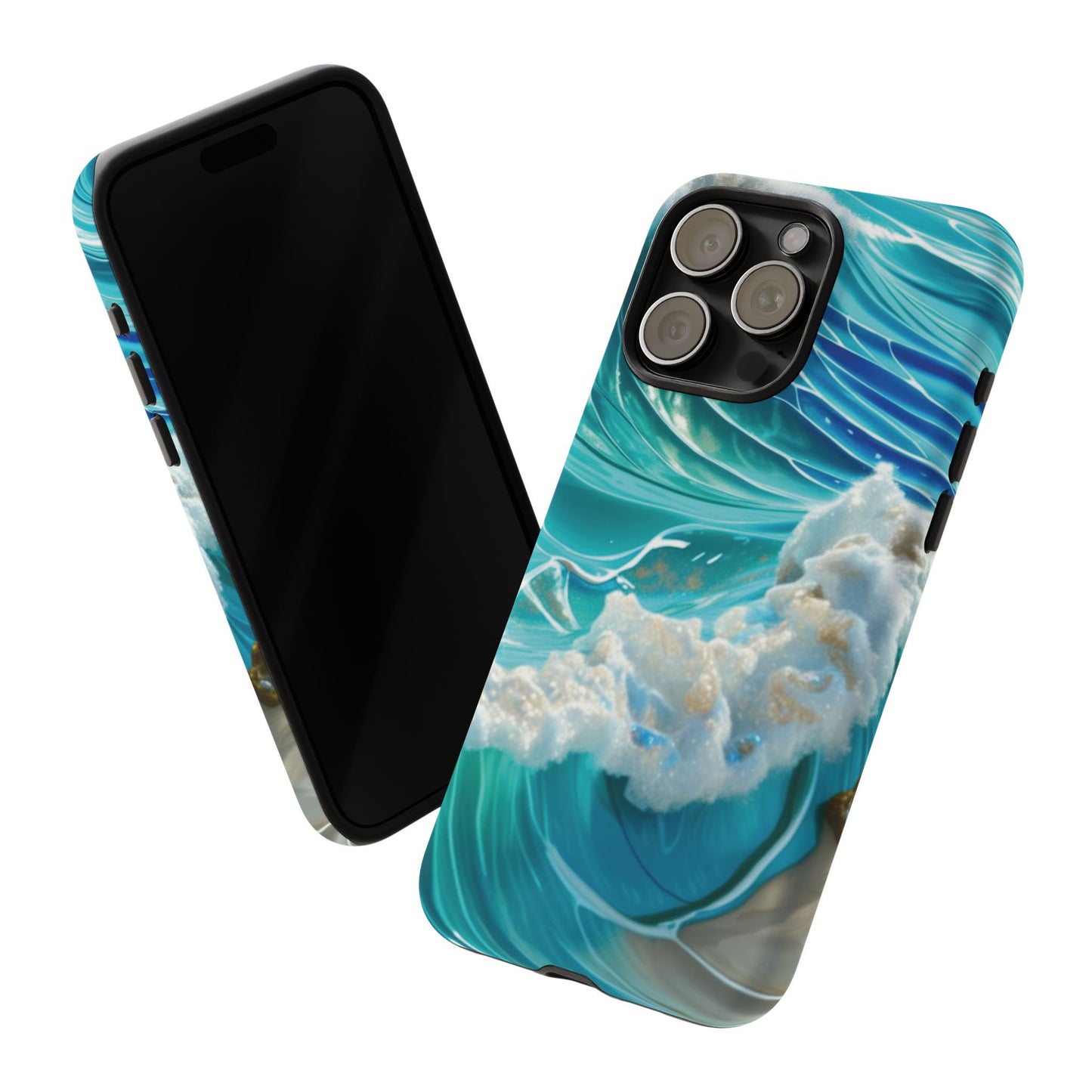 Rolling Waves in Blue and Turquoise with Iridescent Opal Phone Case