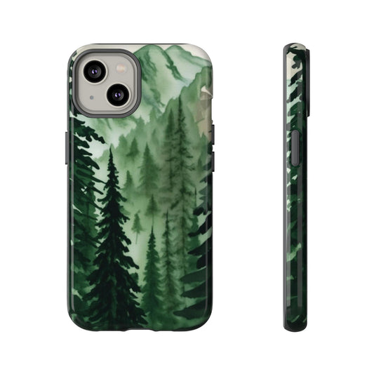Watercolor Pine Tree Forest Mountains Phone Case