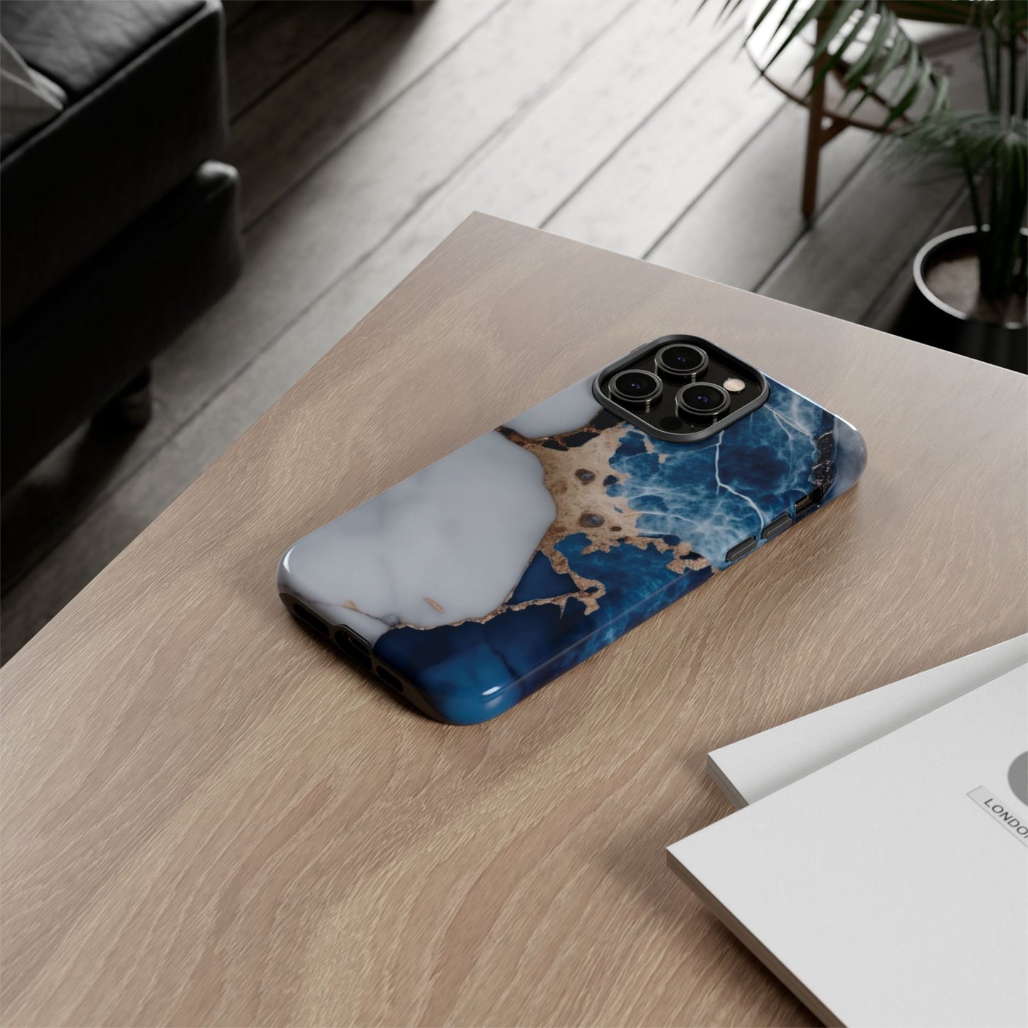 White and Blue Marble Phone Case
