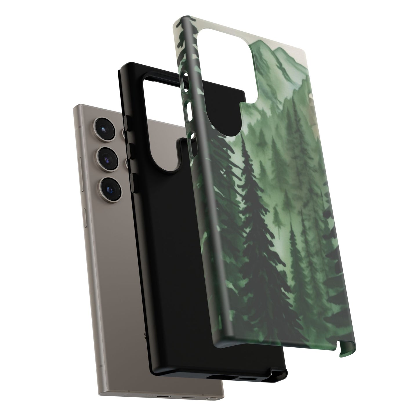Watercolor Pine Tree Forest Mountains Phone Case