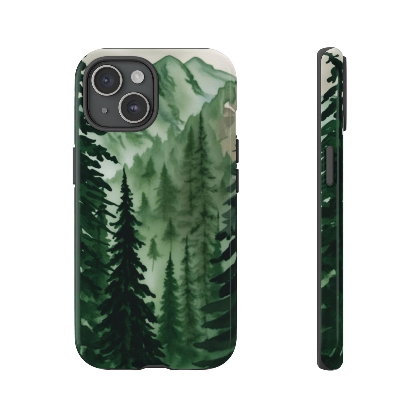 Watercolor Pine Tree Forest Mountains Phone Case