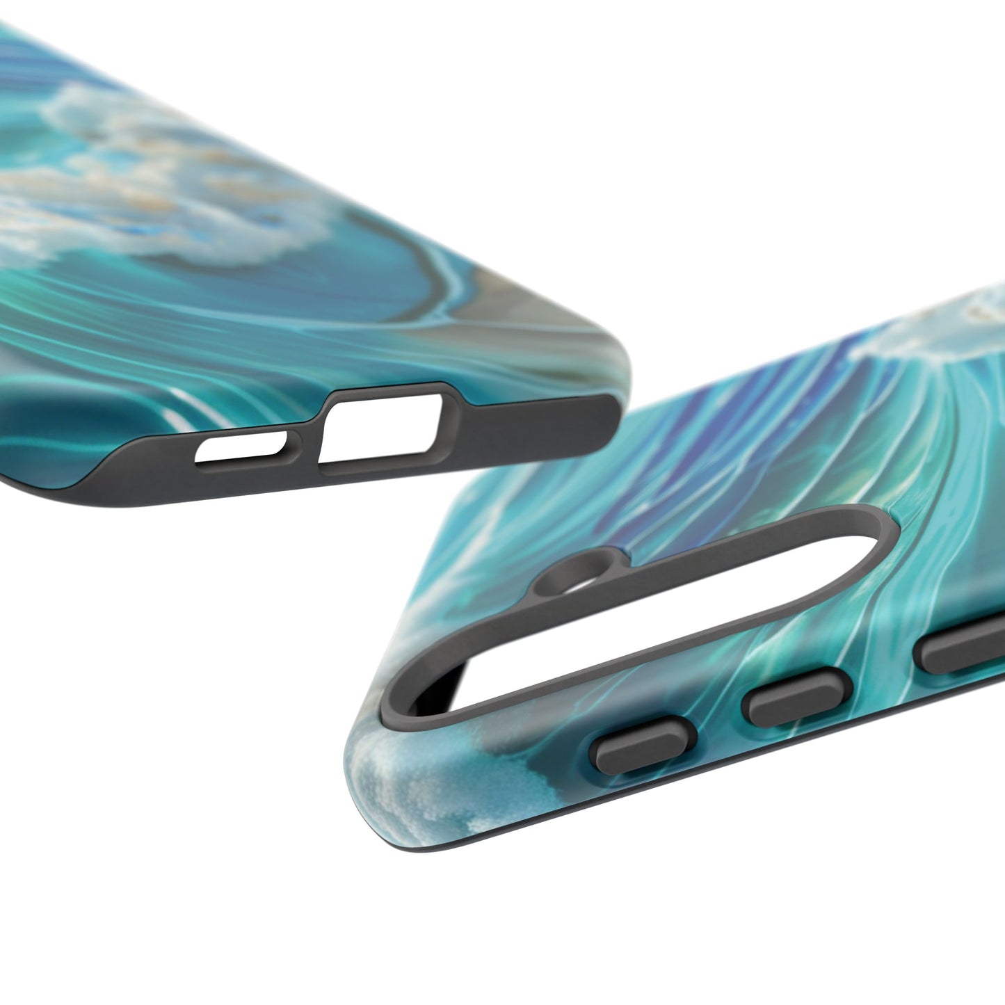 Rolling Waves in Blue and Turquoise with Iridescent Opal Phone Case