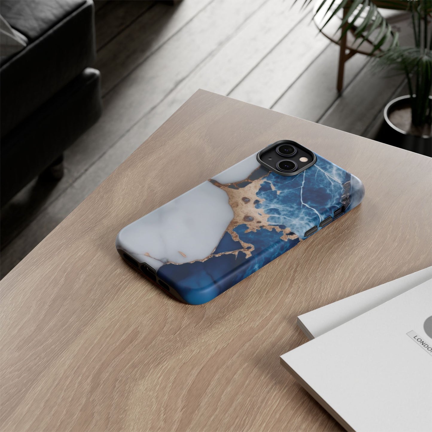 White and Blue Marble Phone Case