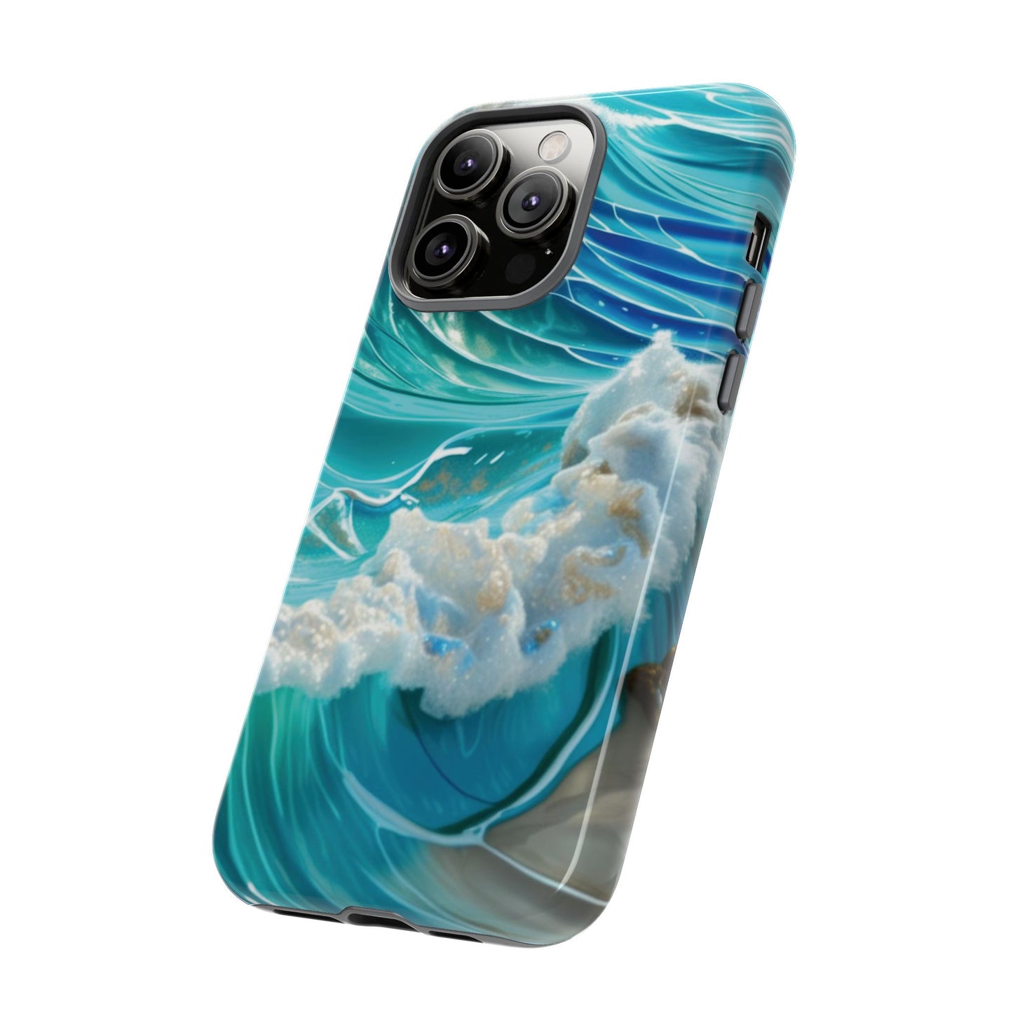 Rolling Waves in Blue and Turquoise with Iridescent Opal Phone Case
