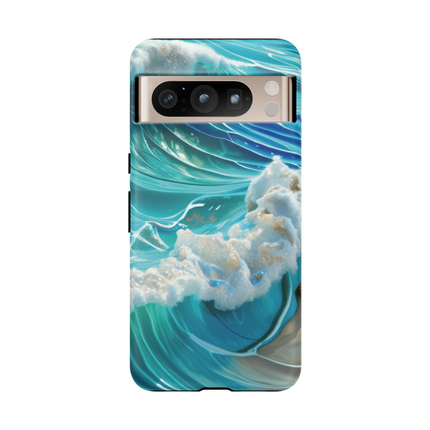 Rolling Waves in Blue and Turquoise with Iridescent Opal Phone Case