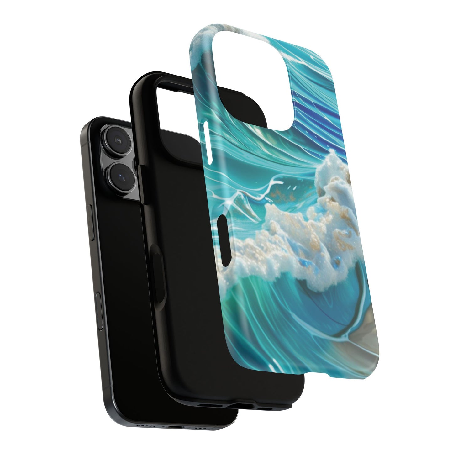 Rolling Waves in Blue and Turquoise with Iridescent Opal Phone Case