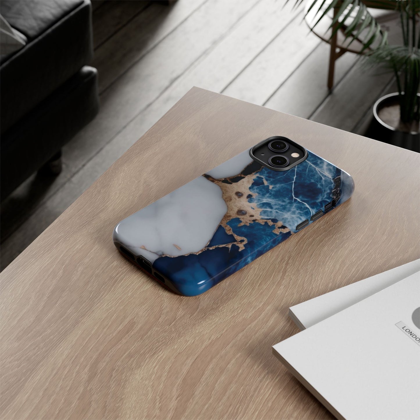 White and Blue Marble Phone Case