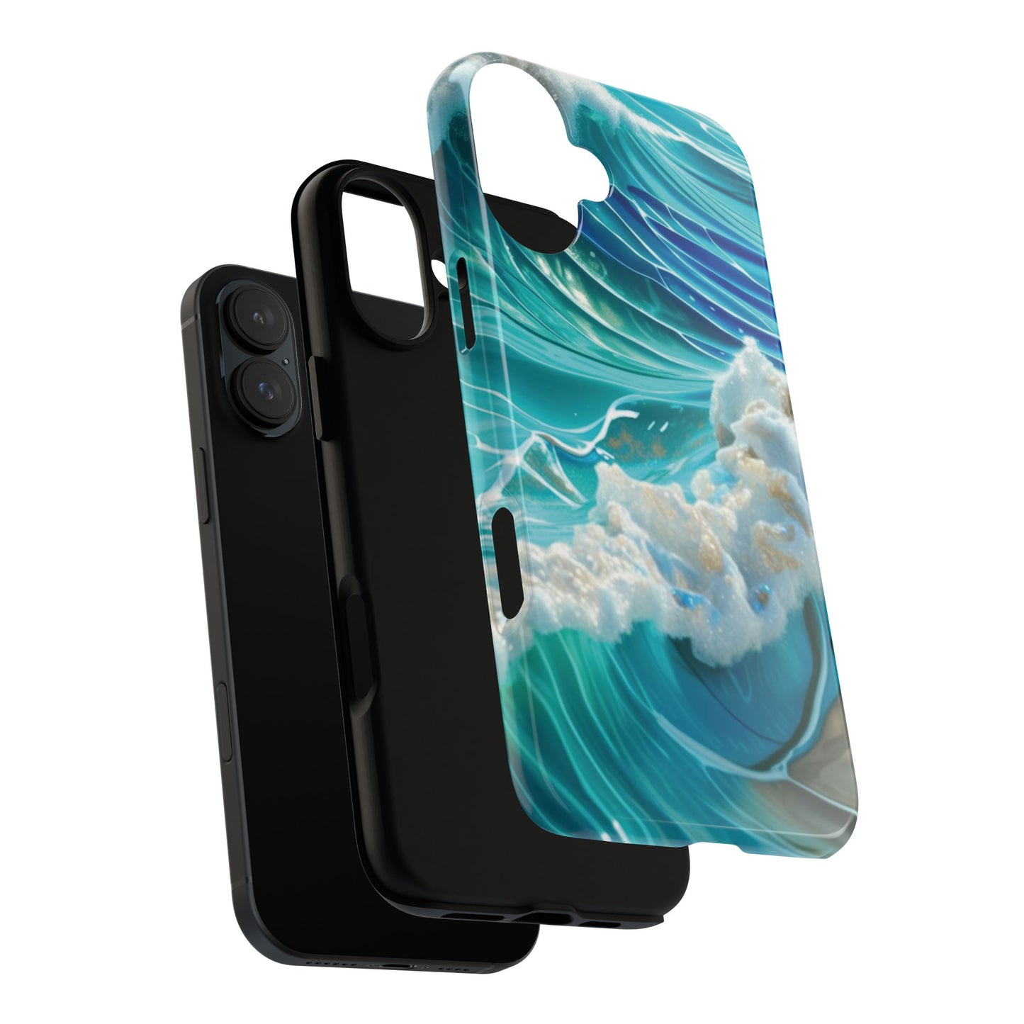 Rolling Waves in Blue and Turquoise with Iridescent Opal Phone Case