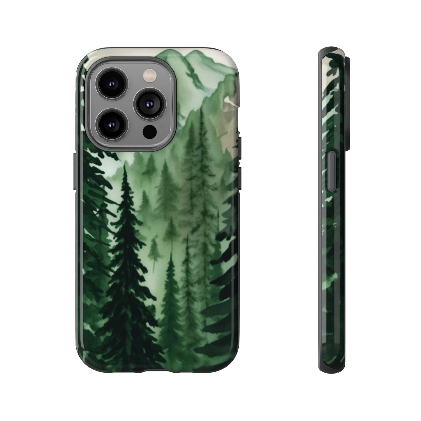 Watercolor Pine Tree Forest Mountains Phone Case