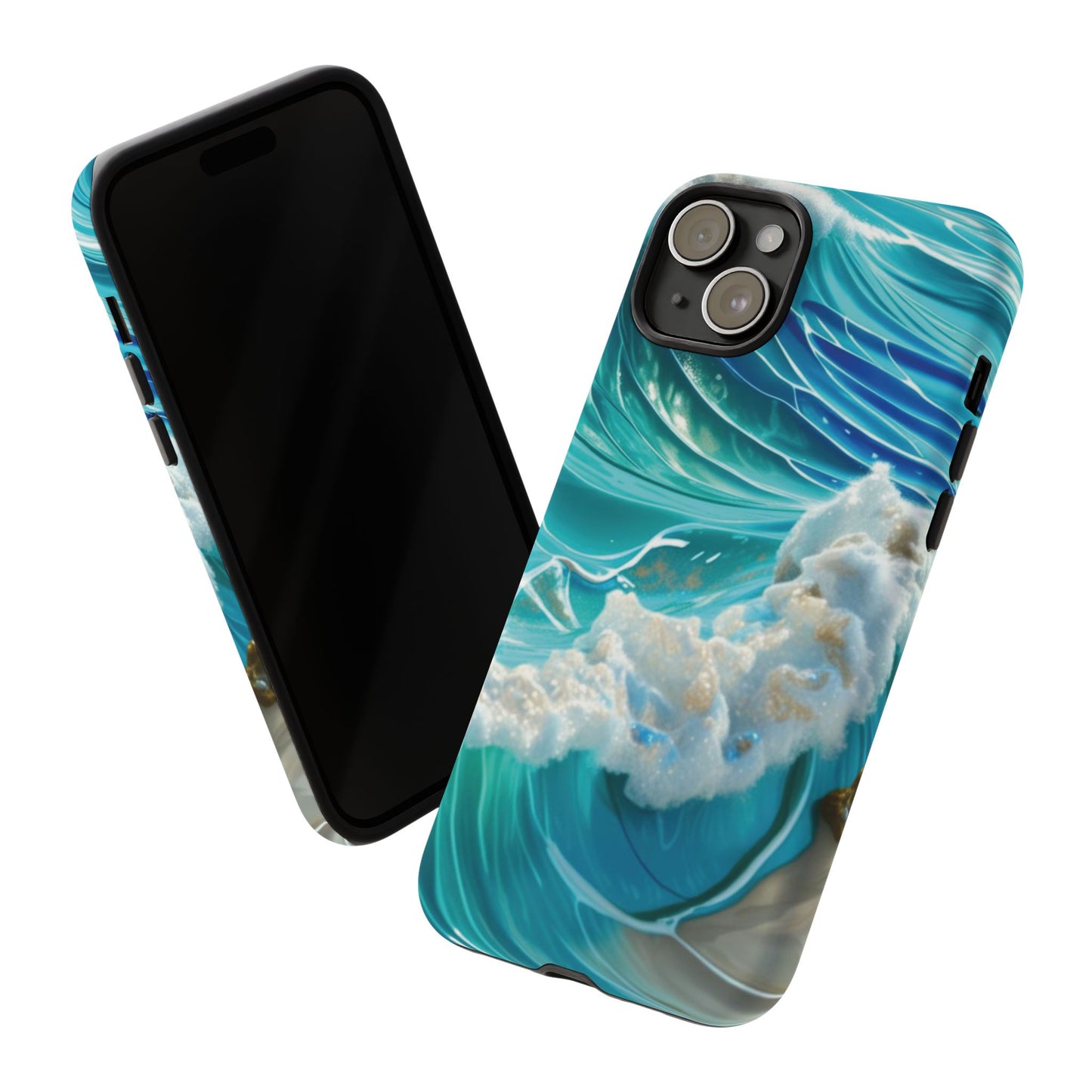 Rolling Waves in Blue and Turquoise with Iridescent Opal Phone Case