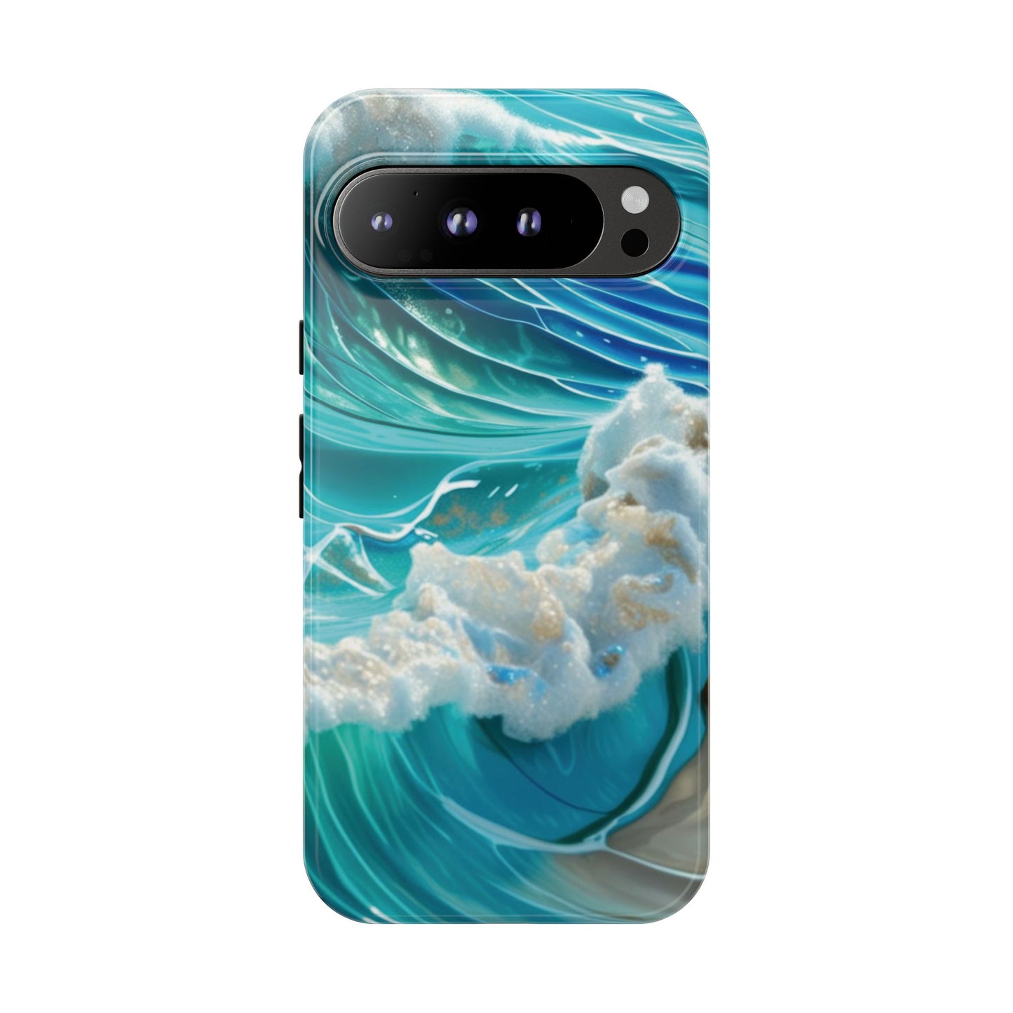 Rolling Waves in Blue and Turquoise with Iridescent Opal Phone Case