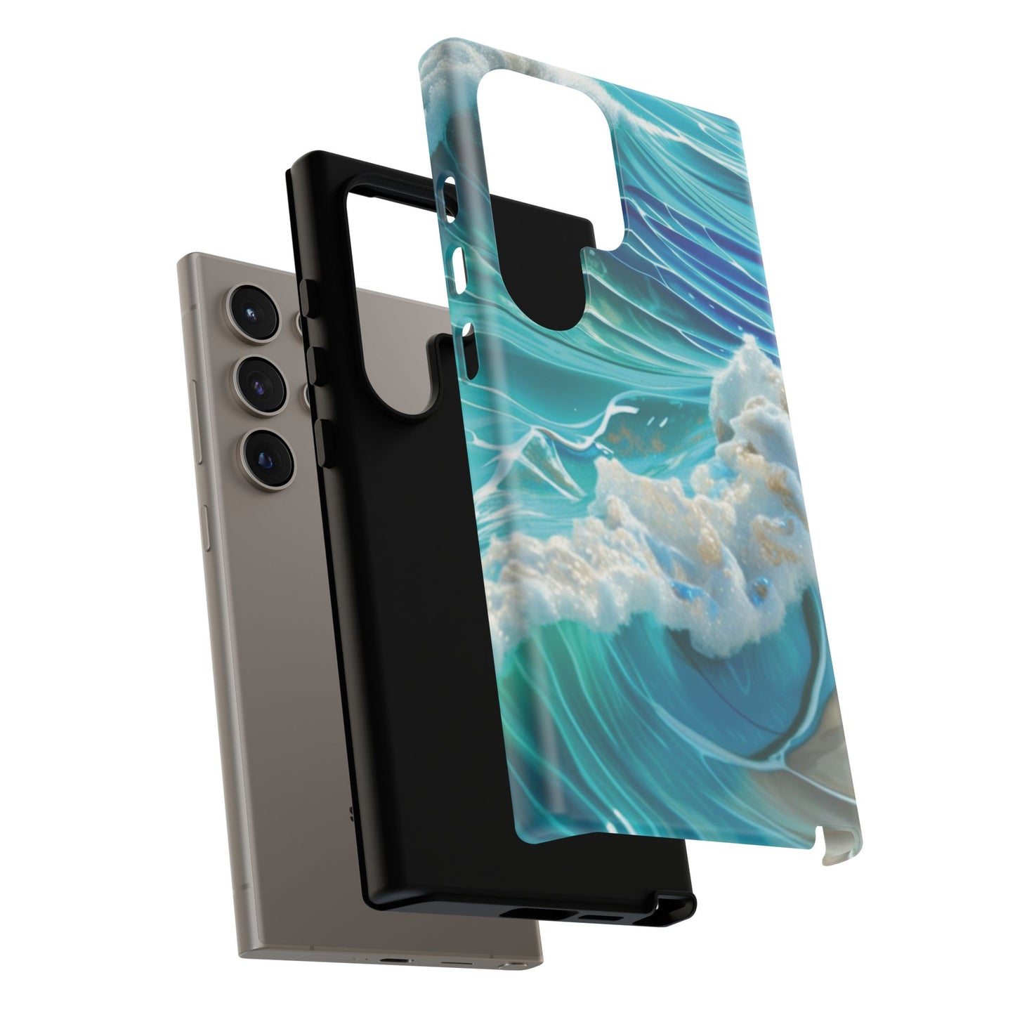 Rolling Waves in Blue and Turquoise with Iridescent Opal Phone Case