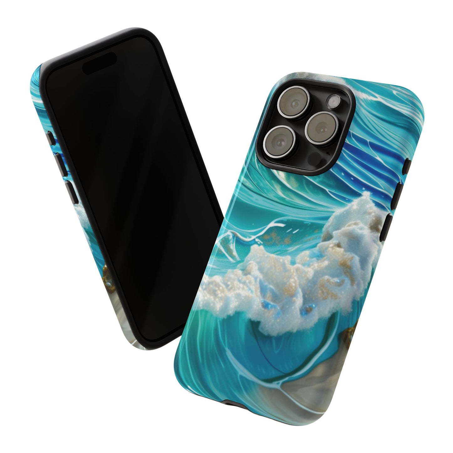 Rolling Waves in Blue and Turquoise with Iridescent Opal Phone Case