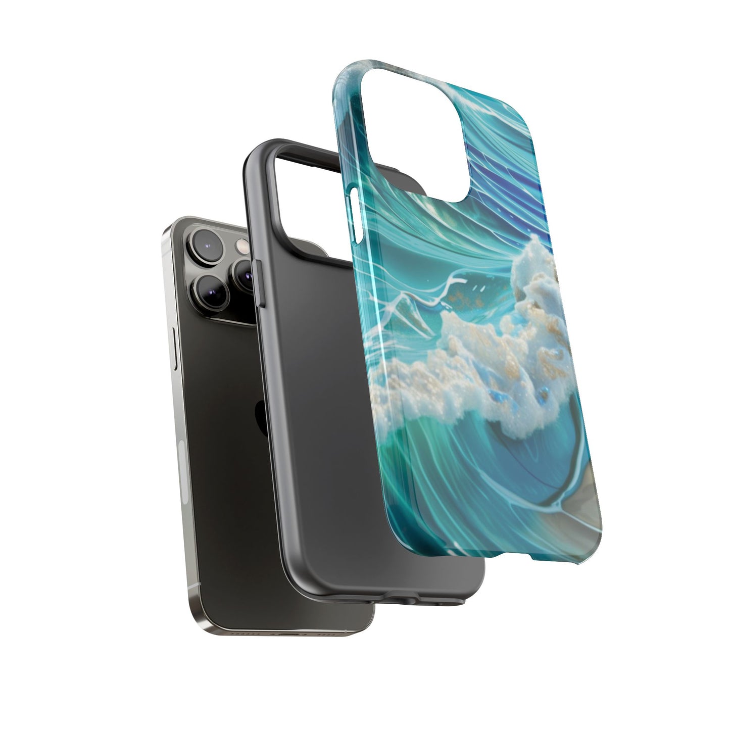 Rolling Waves in Blue and Turquoise with Iridescent Opal Phone Case
